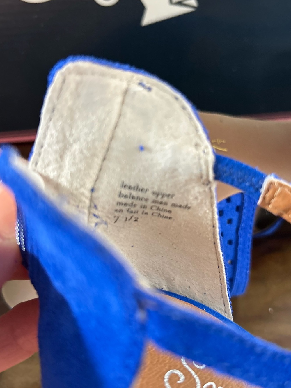 Seychelles Heritage Gamble Cone Heeled Sandal in Electric Blue Suede sz 7.5 - Picture 9 of 11